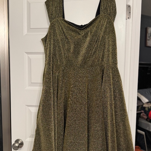 Magnolia Place 1950s Gold Sparkle Layla Swing Dress - Picture 1 of 3